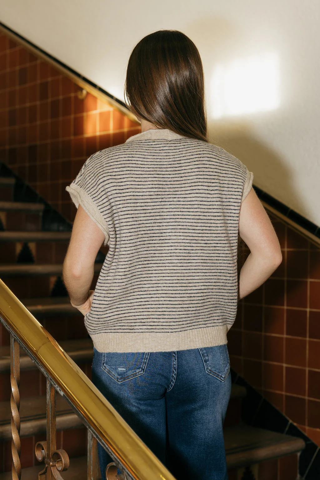 Abby Sweater Vest-Natural Stripe - Image 5