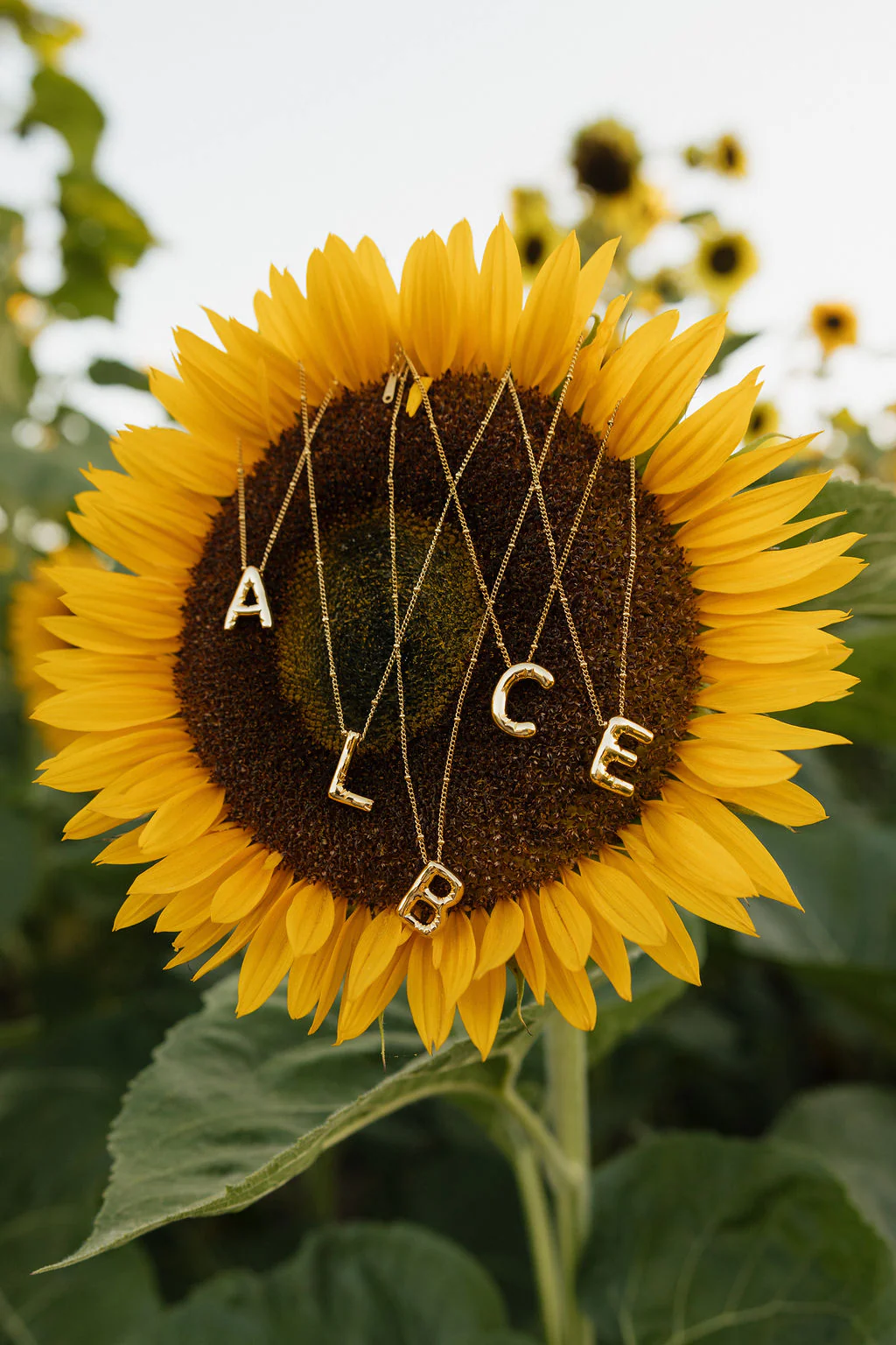 Bubble Initial Necklace-Gold - Image 3