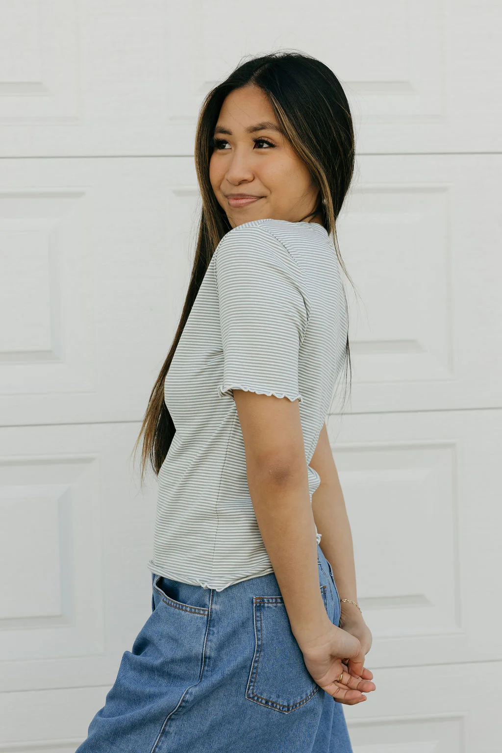 Delaney Top-Sage Stripe - Image 3