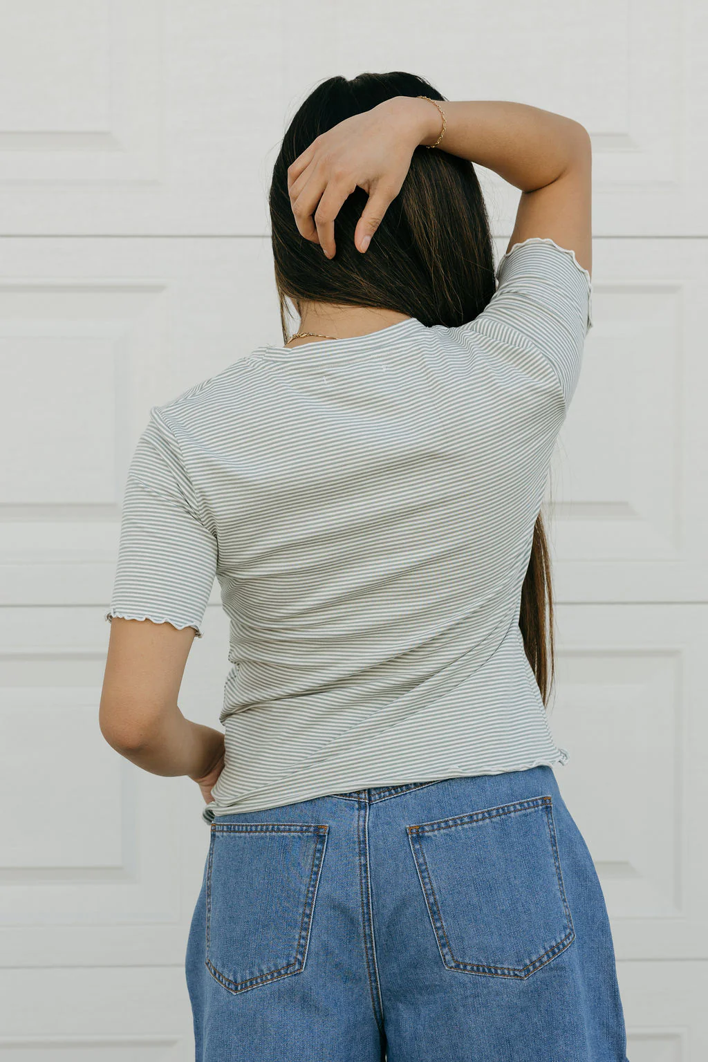 Delaney Top-Sage Stripe - Image 4