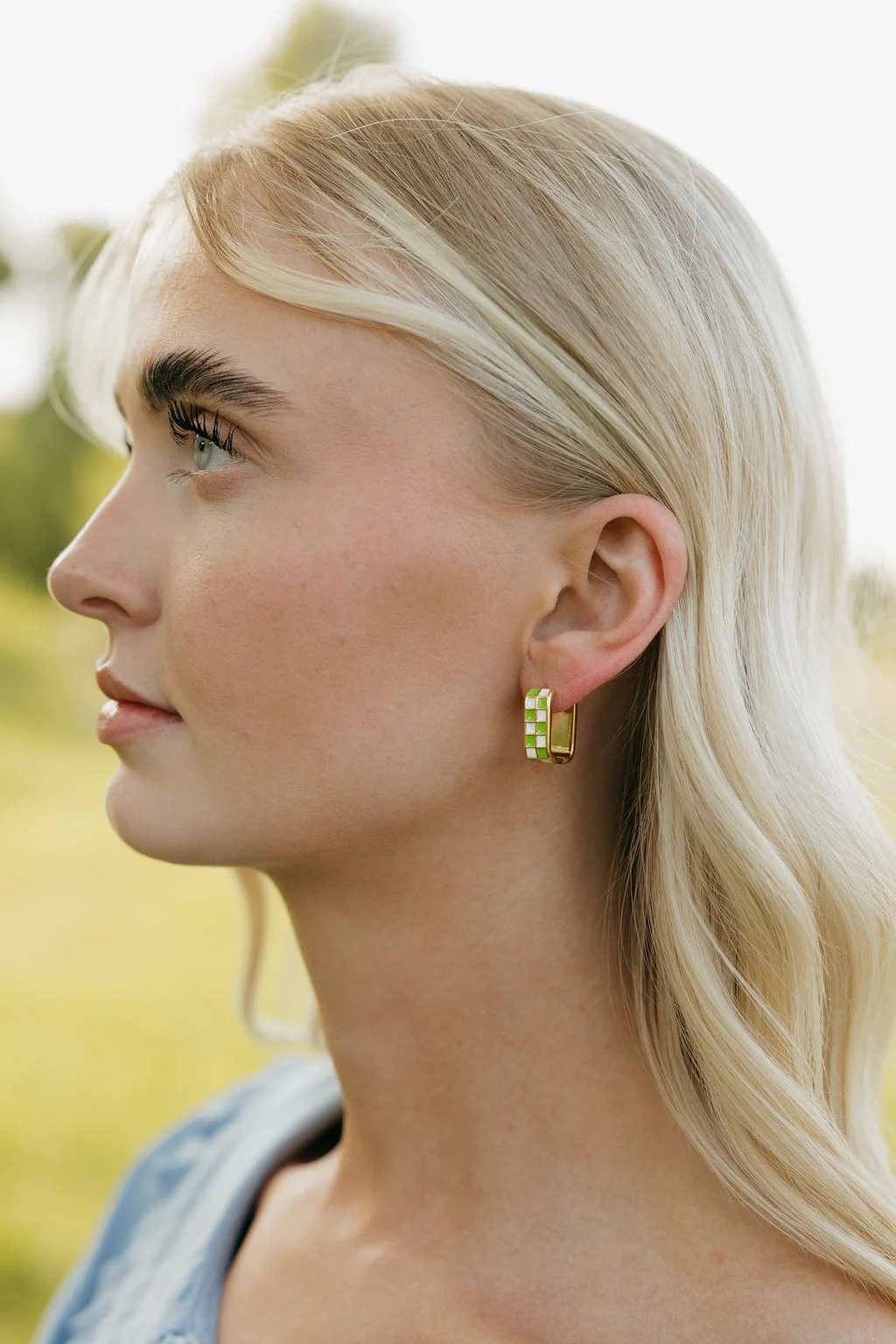 Donnie Earrings-Green/White - Image 3