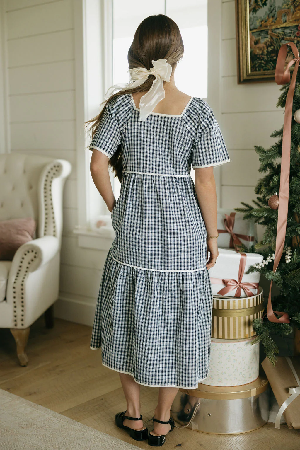 Hanna Dress-Navy Gingham - Image 4