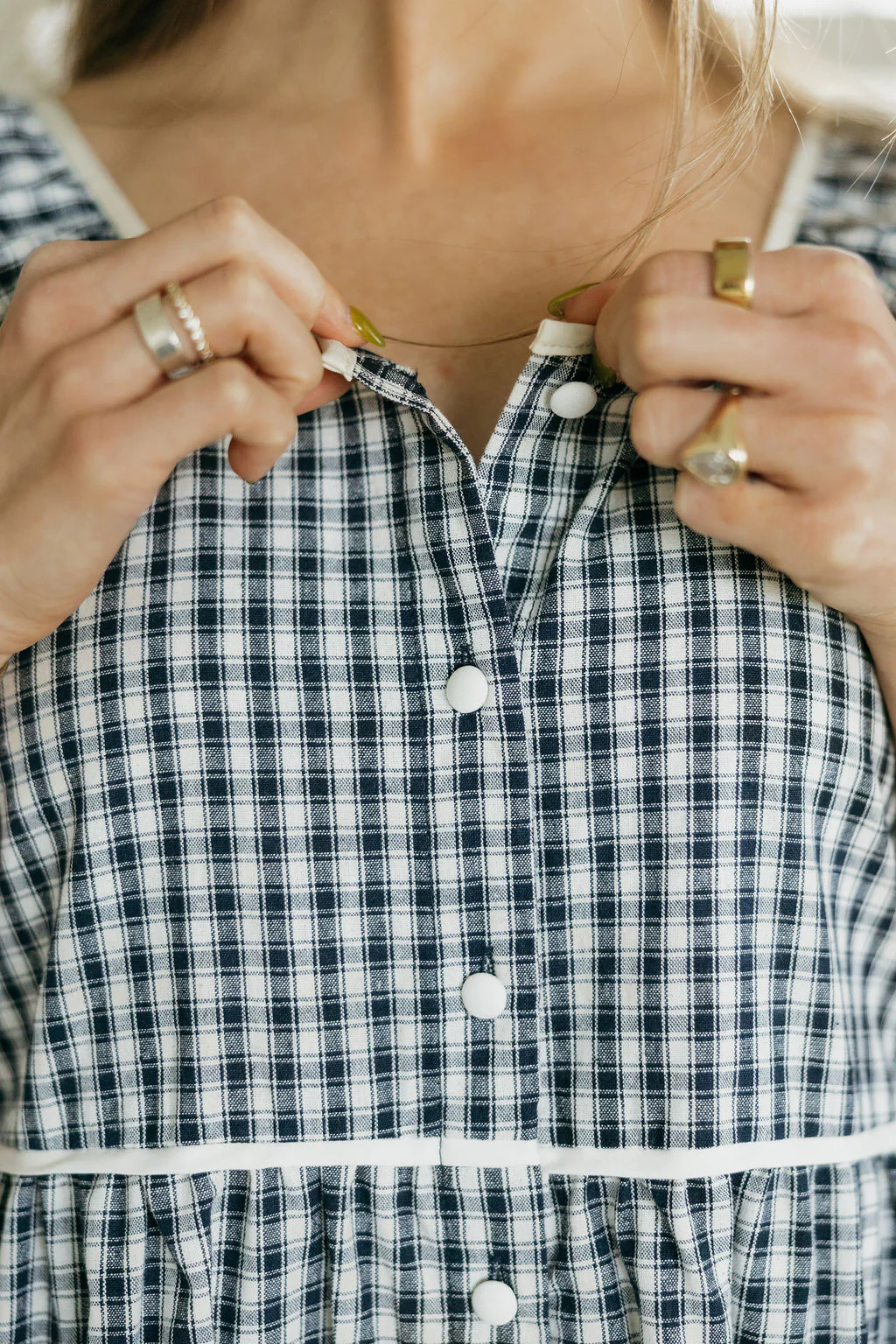 Hanna Dress-Navy Gingham - Image 5