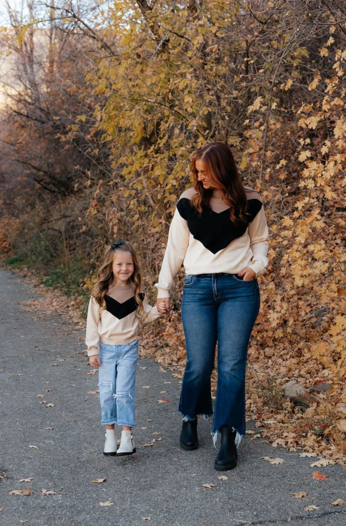 Little Girl's Wally Sweater-Cream/Black/Tan - Image 3