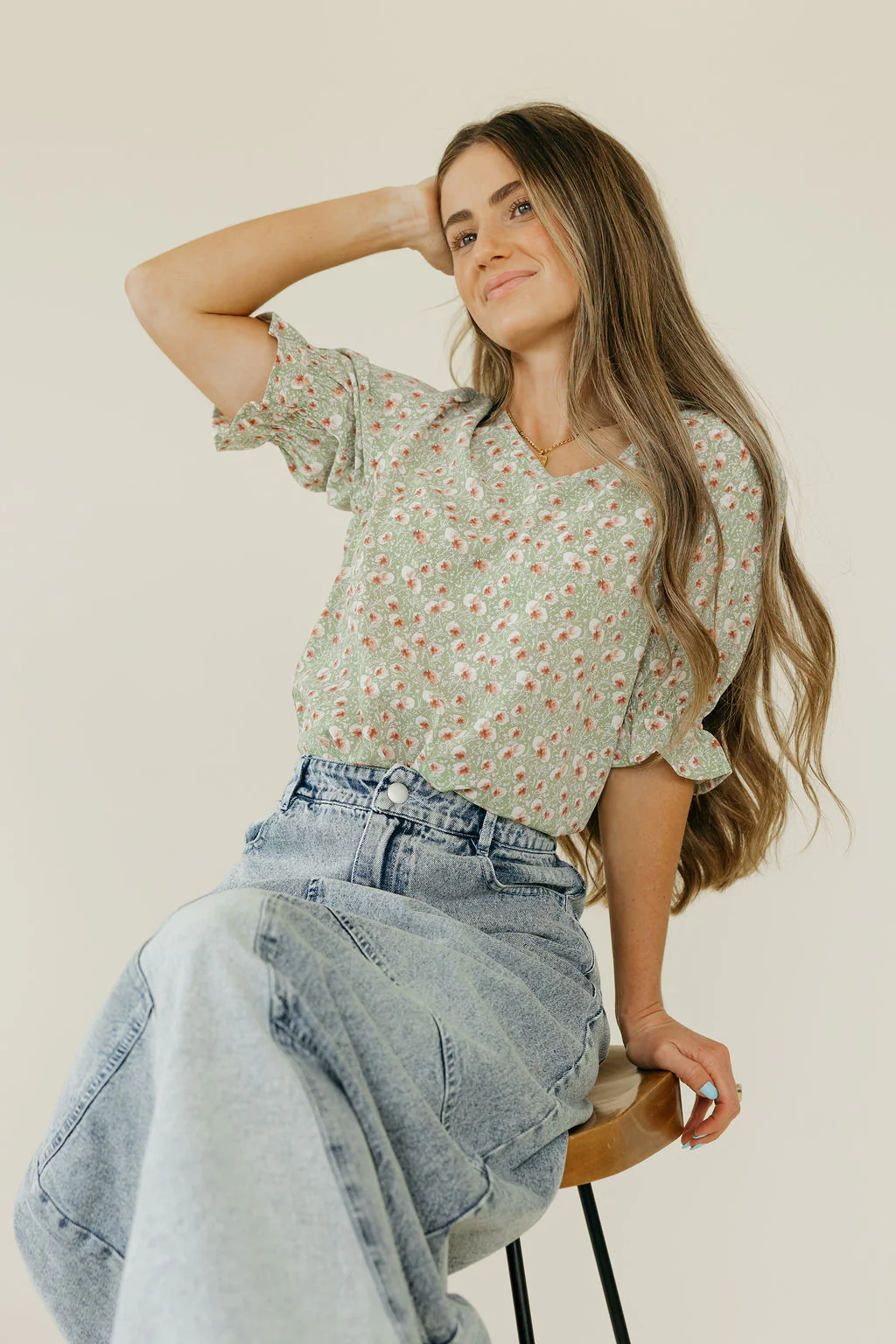 Sasha Top-Sage Floral - Image 3