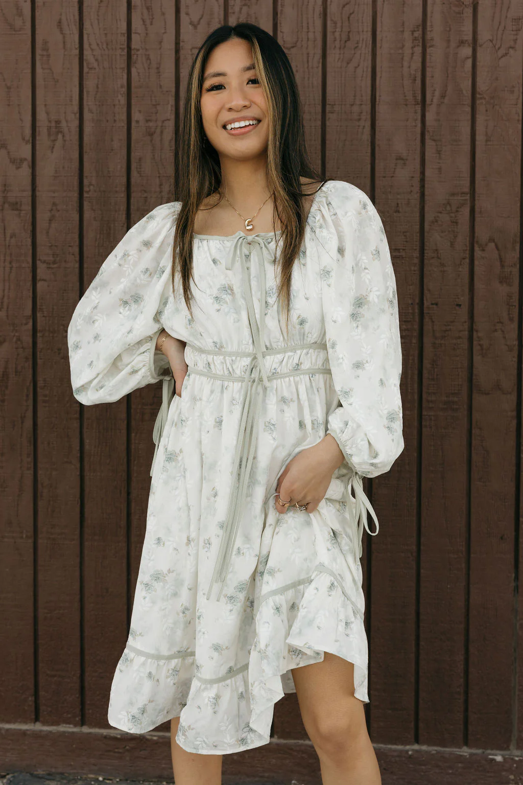 Whitley Dress-Sage Multi - Image 3